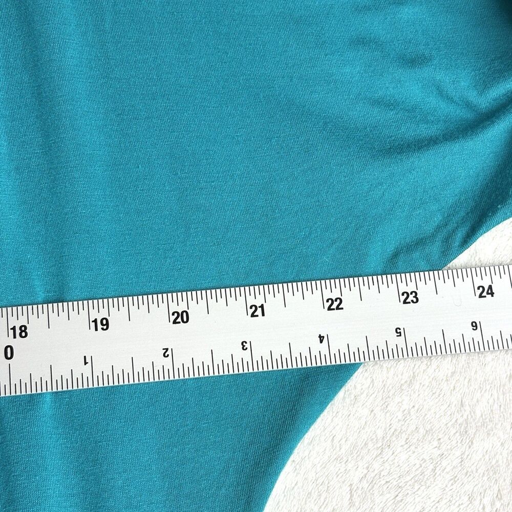 Vintage Y2K 2000s Top Women L Turquoise Blue Drape Stretch Office Siren USA Made - Picture 9 of 10